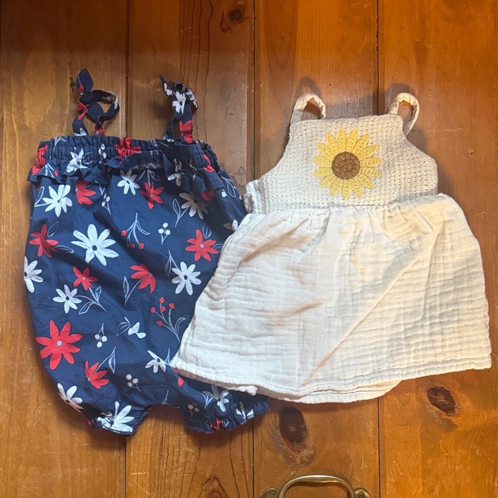 Floral and Sunflower Baby Rompers and dress